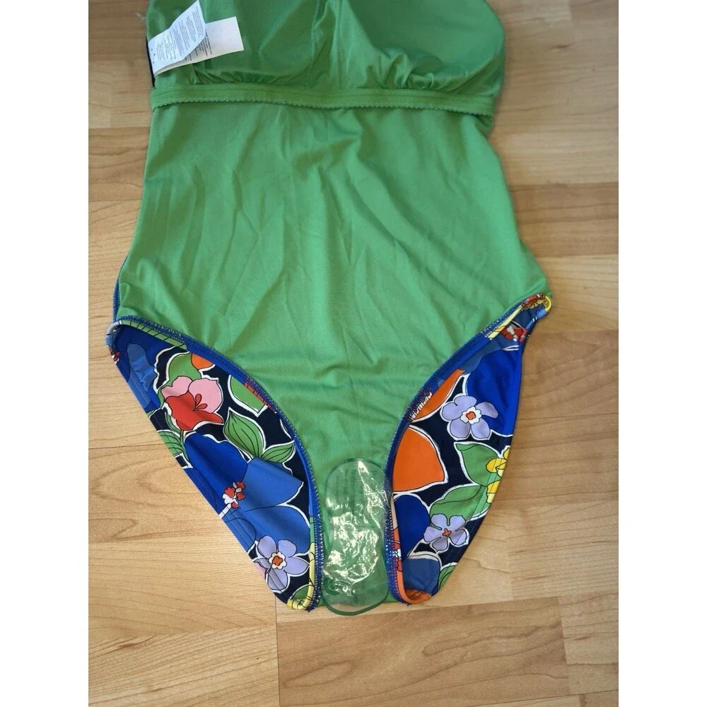 New Kate Spade New York High Neck One Piece Swimsuit Costal Garden Size Medium